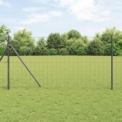 Clôture Euro avec 13 poteaux de 1x25 m en acier galvanisé gris