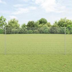 Clôture en fil soudé avec 22 poteaux U Argent 1,4x25 m Acier