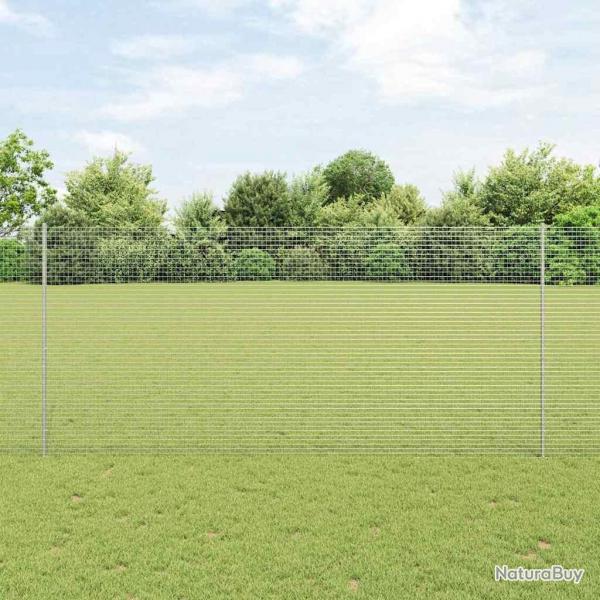 Clture en fil soud avec 22 poteaux U Argent 1,4x25 m Acier