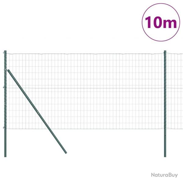 Clture Euro avec 7 poteaux, 1,2 x 10 m, en acier galvanis vert