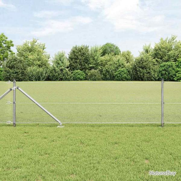 Clture en Fil Soud avec 7 Piquets de Terre 0.6x10 m Acier Galvanis