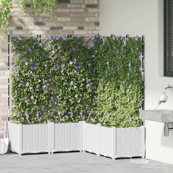 Pots de jardin Treillis avec stockage Blanc 120 x 120 x 142 cm Plastique