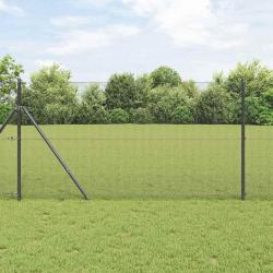 Grillage Soudé avec 13 Poteaux Gris 1.2x25 m Acier