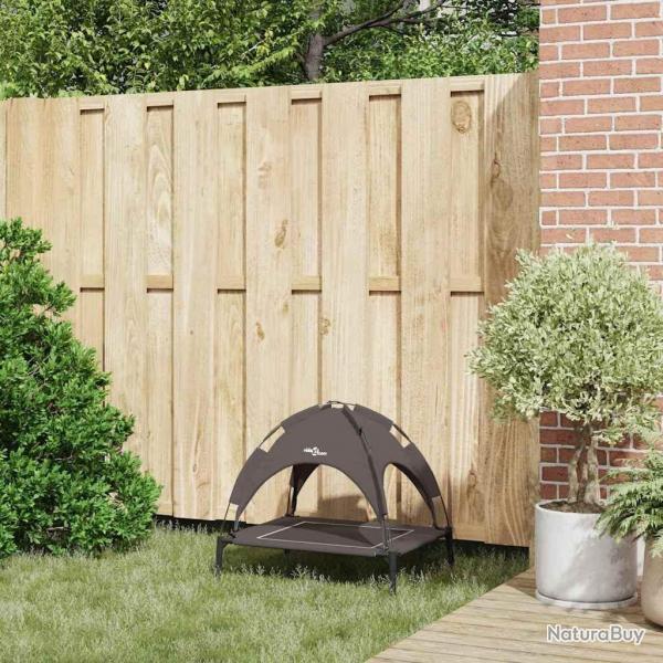 Lit pour chien surlev avec toit amovible Marron S Acier
