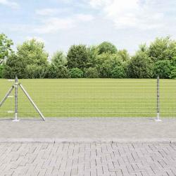Poteaux de clôture avec plaques de base, 26 pcs, Ø32mm, 50cm, en acier galvanisé