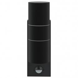 Lampe Murale Extérieure Détecteur Noir Acier Inoxydable IP44