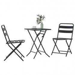 Ensemble Bistro Pliable 3 Pièces Anthracite Acier