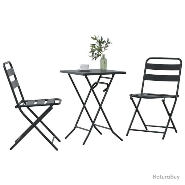 Ensemble Bistro Pliable 3 Pices Anthracite Acier