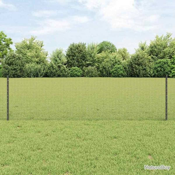 Clture en fil soud avec 22 poteaux en U Gris 0,6x50 m Acier