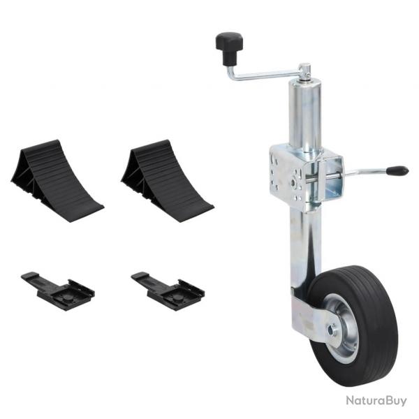 Roue jockey 60 mm avec 1 pince fendue et cales de roue
