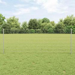Clôture Euro avec 11 poteaux U Argent 0,8x25 m Acier