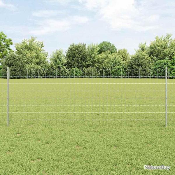 Clture Euro avec 11 poteaux U Argent 0,8x25 m Acier
