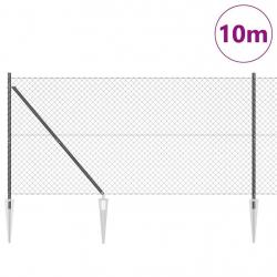 Jeu de Poteaux de Clôture Gris 1.2 x 10 m Acier galvanisé