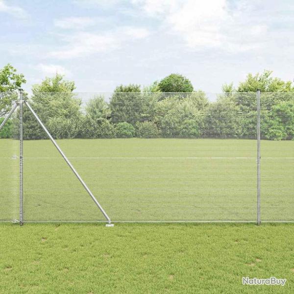 Clture en Fil Soud avec 7 Poteaux en Pointe 1,6x10 m Acier Galvanis