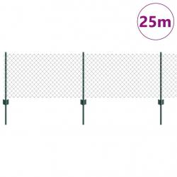 Clôture en treillis métallique avec 22 poteaux en U verts 0.6x25 m en acier