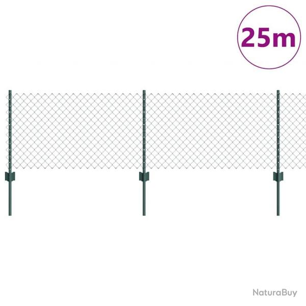 Clture en treillis mtallique avec 22 poteaux en U verts 0.6x25 m en acier