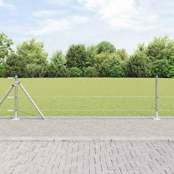 Clôture Hexagonale avec 11 Poteaux Flangés 0,5x25 m en Acier Galvanisé