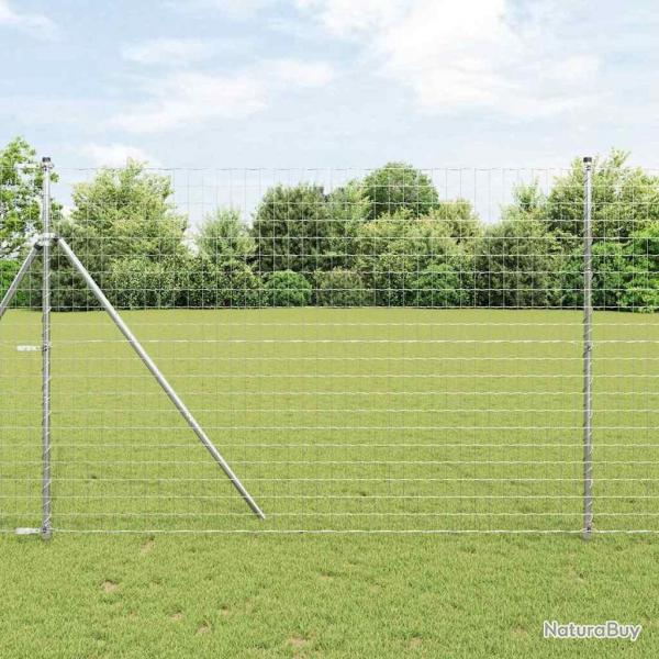 Clture Euro avec 7 poteaux 1,6 x 10 m en acier galvanis