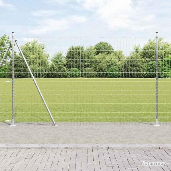 Clture Euro avec 7 poteaux  bride de 1,5 x 10 m en acier galvanis