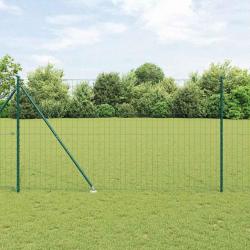 Clôture Euro , 7 poteaux en pointe, 1,6 x 10 m en acier galvanisé vert