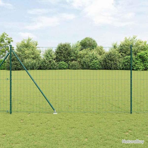 Clture Euro , 7 poteaux en pointe, 1,6 x 10 m en acier galvanis vert
