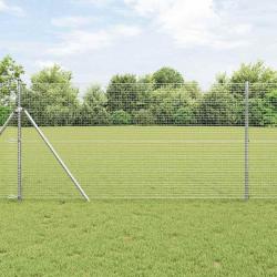 Clôture en fil soudé avec 13 poteaux 1,2x25 m acier galvanisé