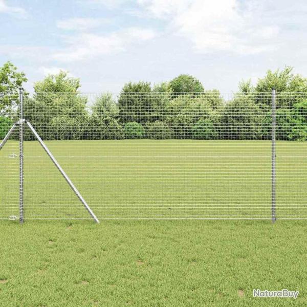 Clture en fil soud avec 13 poteaux 1,2x25 m acier galvanis