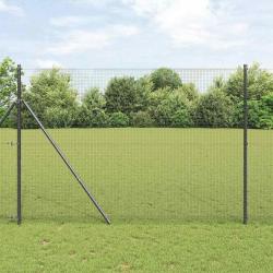 Clôture en fil soudé avec 7 poteaux Gris 1,5 x 10 m Acier