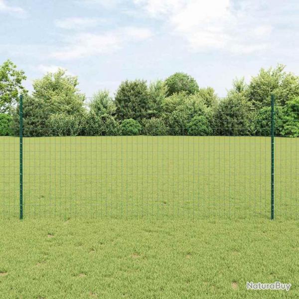 Clture euro avec 11 poteaux U verte 1,2x25 m en acier