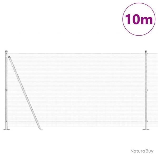 Clture en fil soud avec 7 poteaux latraux 1,2 x 10 m Acier galvanis