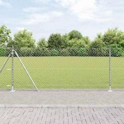 Jeu de Poteaux de Clôture Argent 25 x 0.8 m Acier galvanisé