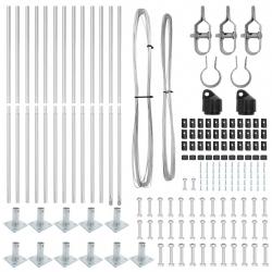 Set de poteaux de clôture 13 pcs Argent Ø32mm 160 cm