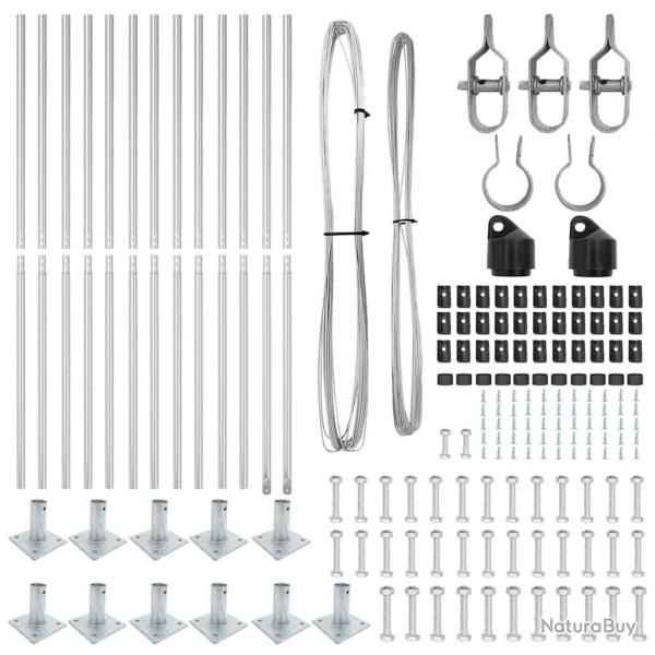 Set de poteaux de clture 13 pcs Argent 32mm 160 cm