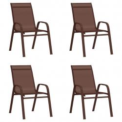 Chaises empilables de jardin lot de 4 Marron Tissu textilène