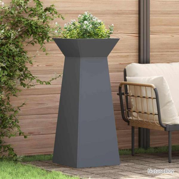 Jardinires sur pilier , 2 pices avec bol anthracite, dimensions 40x40x100 cm en acier.