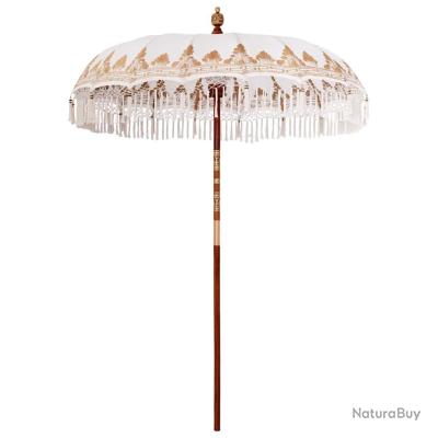 VidaXL Parasol Balinais 210-220 Cm Crème En Coton Et Bois