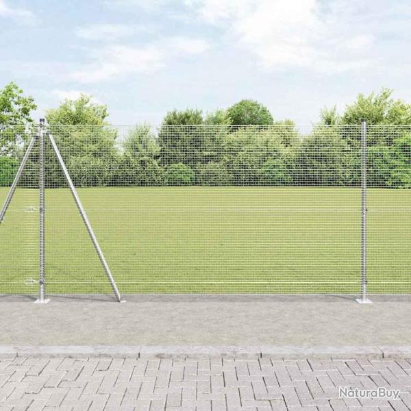Clture en fil soud avec 7 poteaux  bride 1,2x10 m en acier galvanis