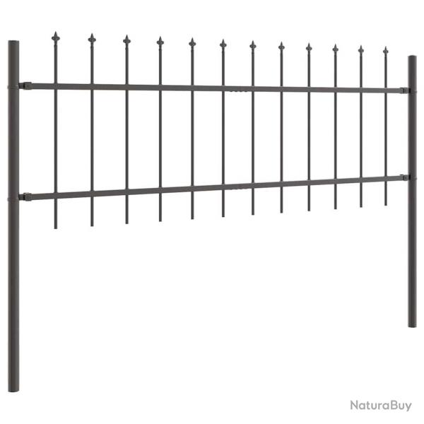 Clture de jardin Gris 5.1 x 1 m Acier enduit de poudre