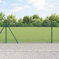 Set de Poteaux de Clôture Ensemble de 2 Vert Acier, PVC 25 x 1 m