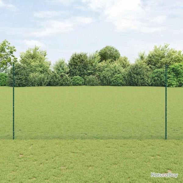 Clture en fil soud avec 11 poteaux en U verte 1.5x25 m en acier