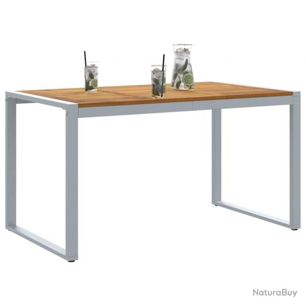 Table de salle  manger extrieure Grise 140x80x75 cm Acier et Bois Massif d'Acacia