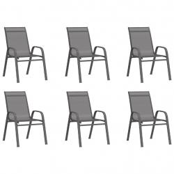 Chaises empilables de jardin lot de 6 Gris Tissu textilène