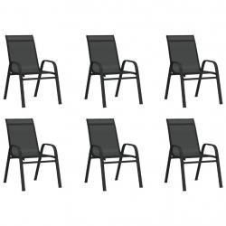 Chaises empilables de jardin lot de 6 Noir Tissu textilène