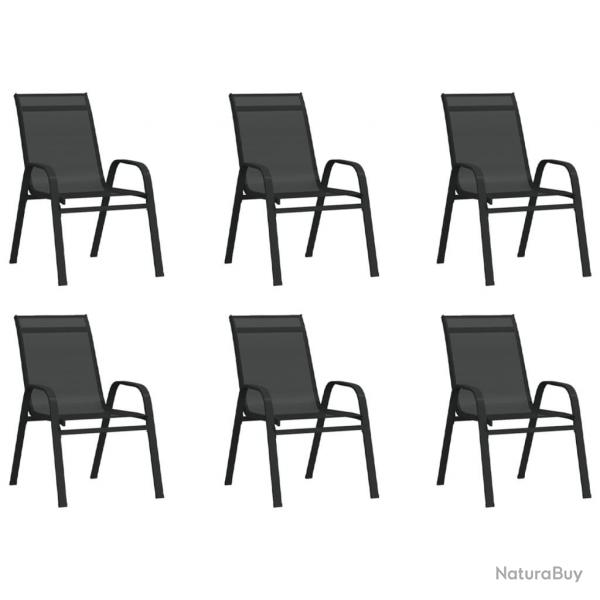 Chaises empilables de jardin lot de 6 Noir Tissu textilne