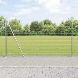 Clôture Euro avec 7 poteaux à embout de 1,4 x 10 m en acier galvanisé