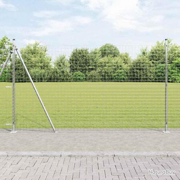 Clture Euro avec 7 poteaux  embout de 1,4 x 10 m en acier galvanis