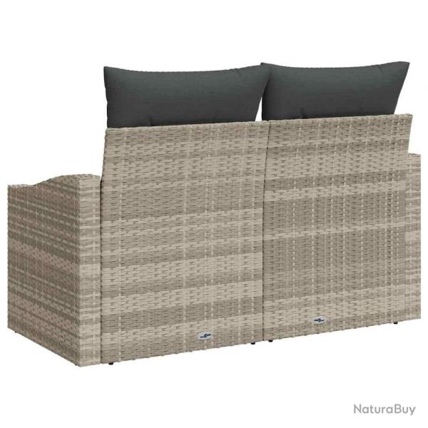 Canap de jardin 2 places avec coussins en poly rotin gris