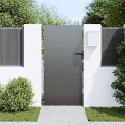 Porte de Jardin Noir 105 x 175 cm Acier peint par poudre
