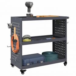 Chariot à outils avec étagère avec roue avec stockage Anthracite 75 x 35 x 73 cm Métal