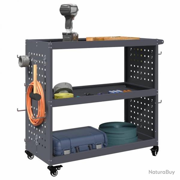 Chariot  outils avec tagre avec roue avec stockage Anthracite 75 x 35 x 73 cm Mtal
